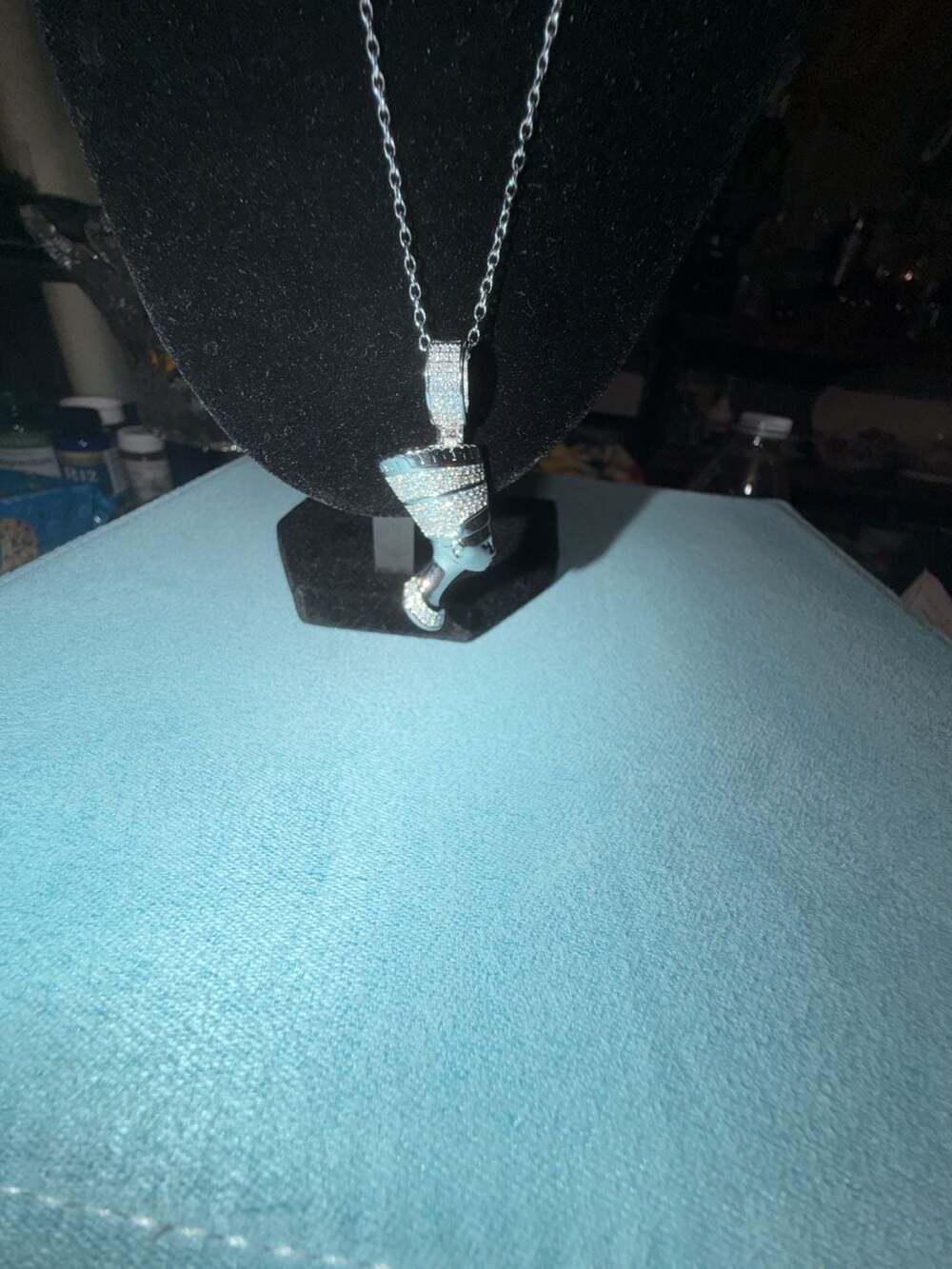 GRA Certified moissanite Nefertiti Egyptian Queen Pendant Necklace